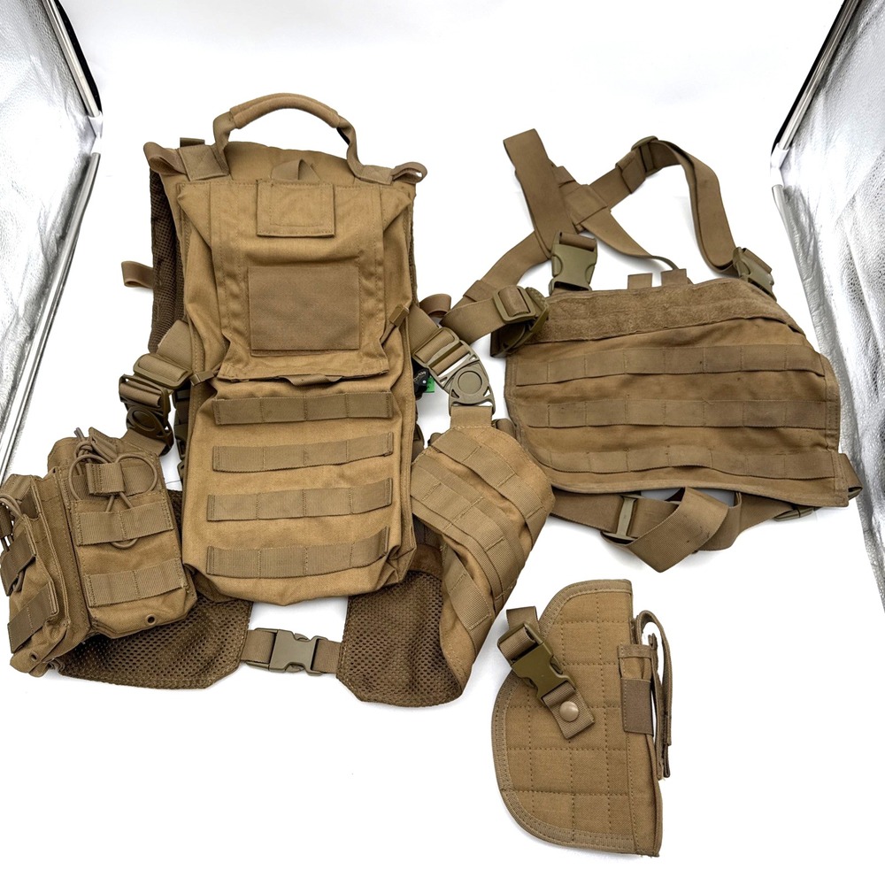 Condor Outdoor Tactical Vest Plate Carrier Set Chest Rig MOLLE Holster Coyote